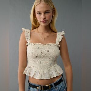 American Eagle Smocked Cottagecore Floral Top